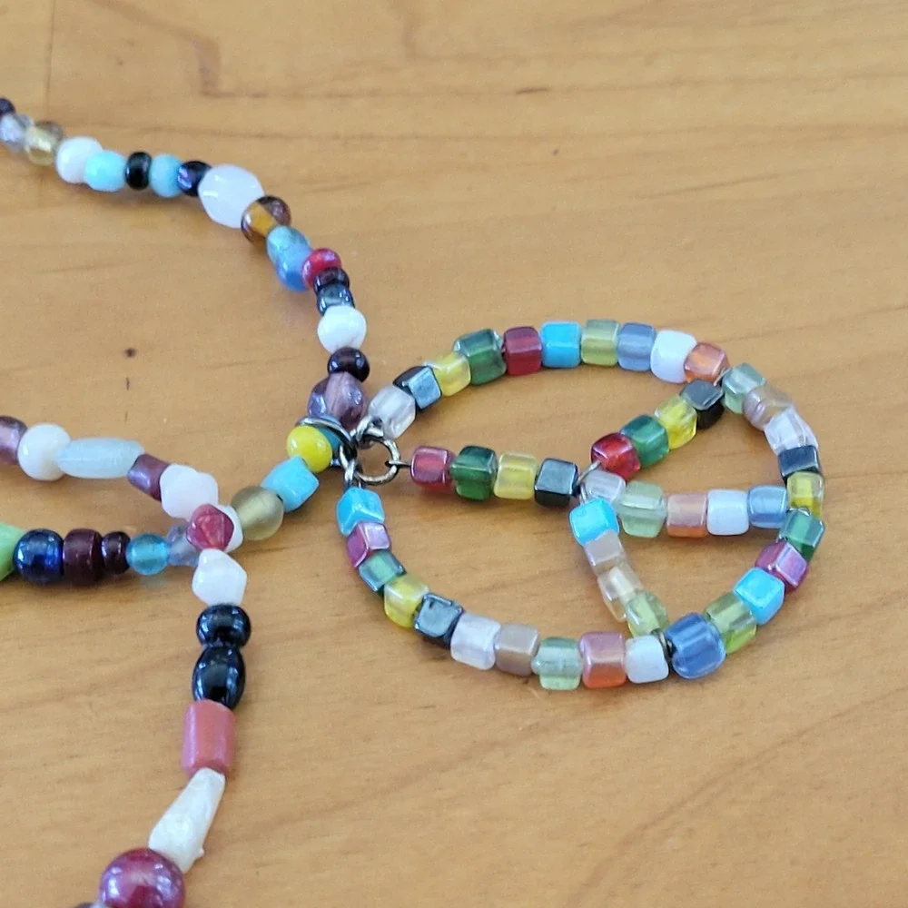 ZANY ZEN Multicolor Beaded Necklace Pair Long Boho 34 Inch